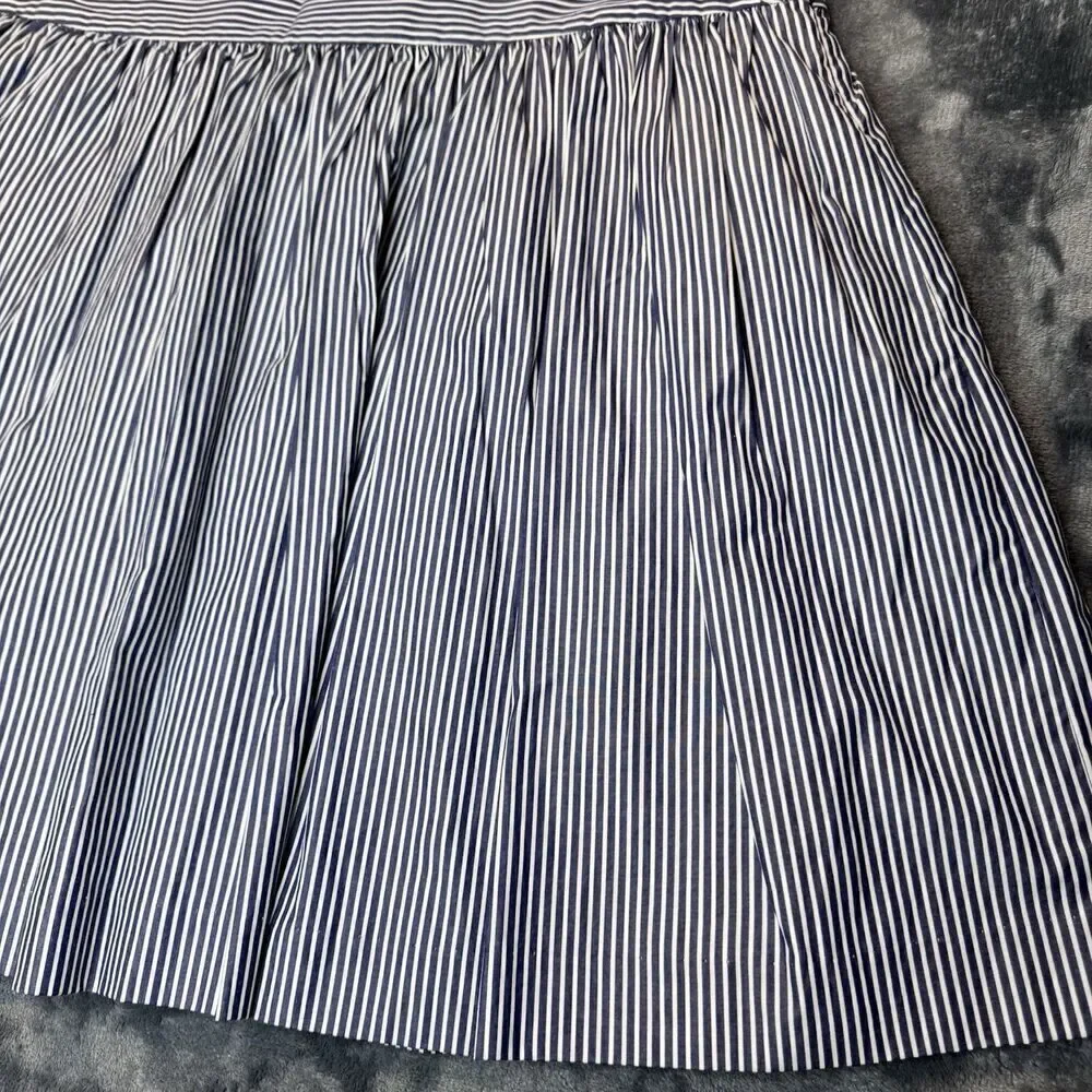 Gap Sz 12 100% Cotton Blue White Striped Skirt Nautical Full Blue A-Line Lined